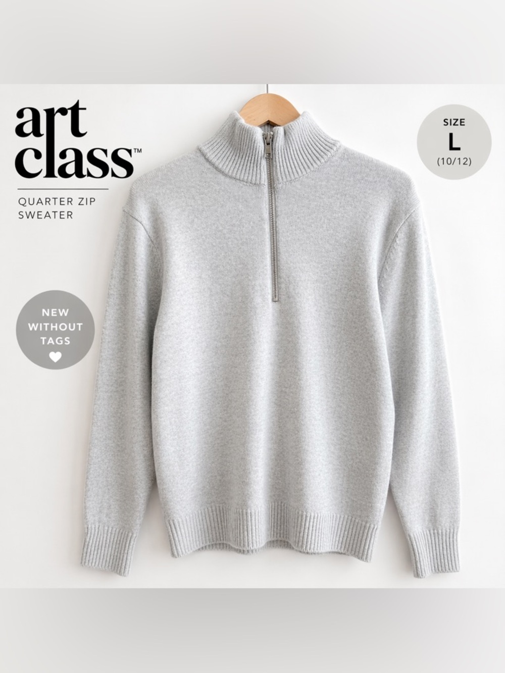 art class Light Gray Quarter-Zip Sweater new